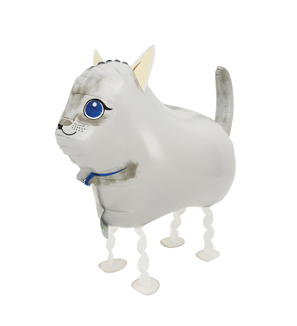 Chodící fóliový balónek – bílá kočka