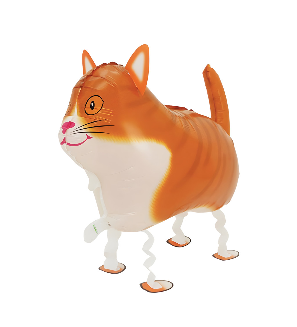 Chodící fóliový balónek – zrzavá kočka