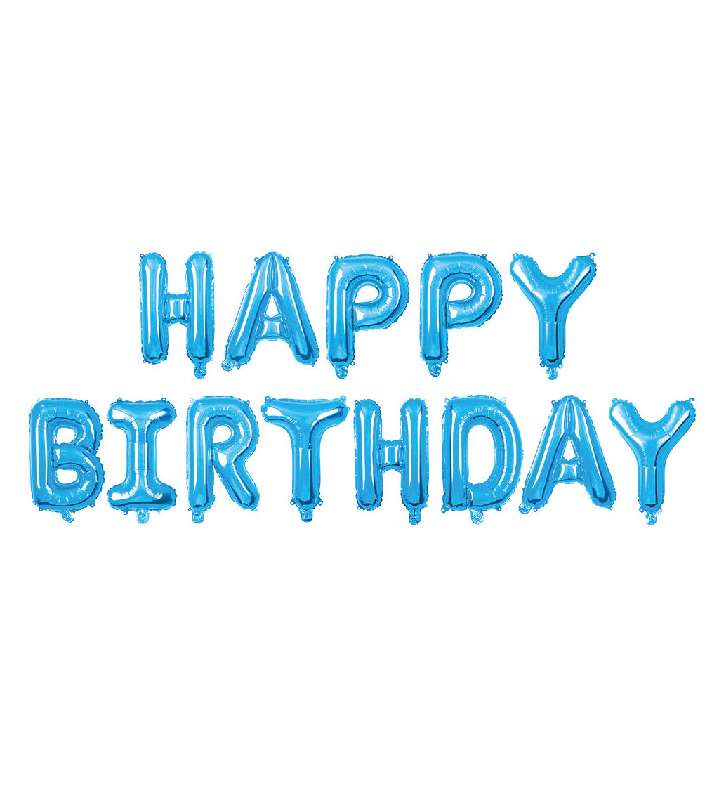Fóliový balónek – Happy Birthday nápis modrý