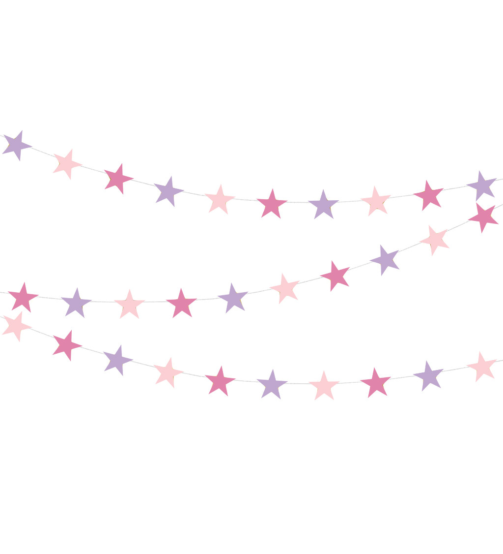 Růžová girlanda s hvězdami