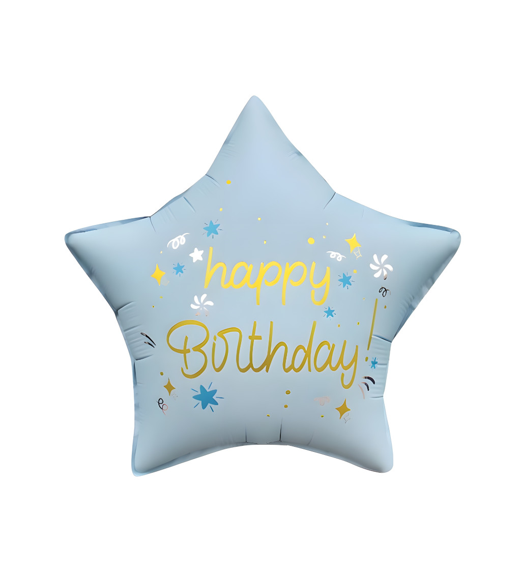 Narozeninový fóliový balónek Happy Birthday – růžová hvězda 46 cm