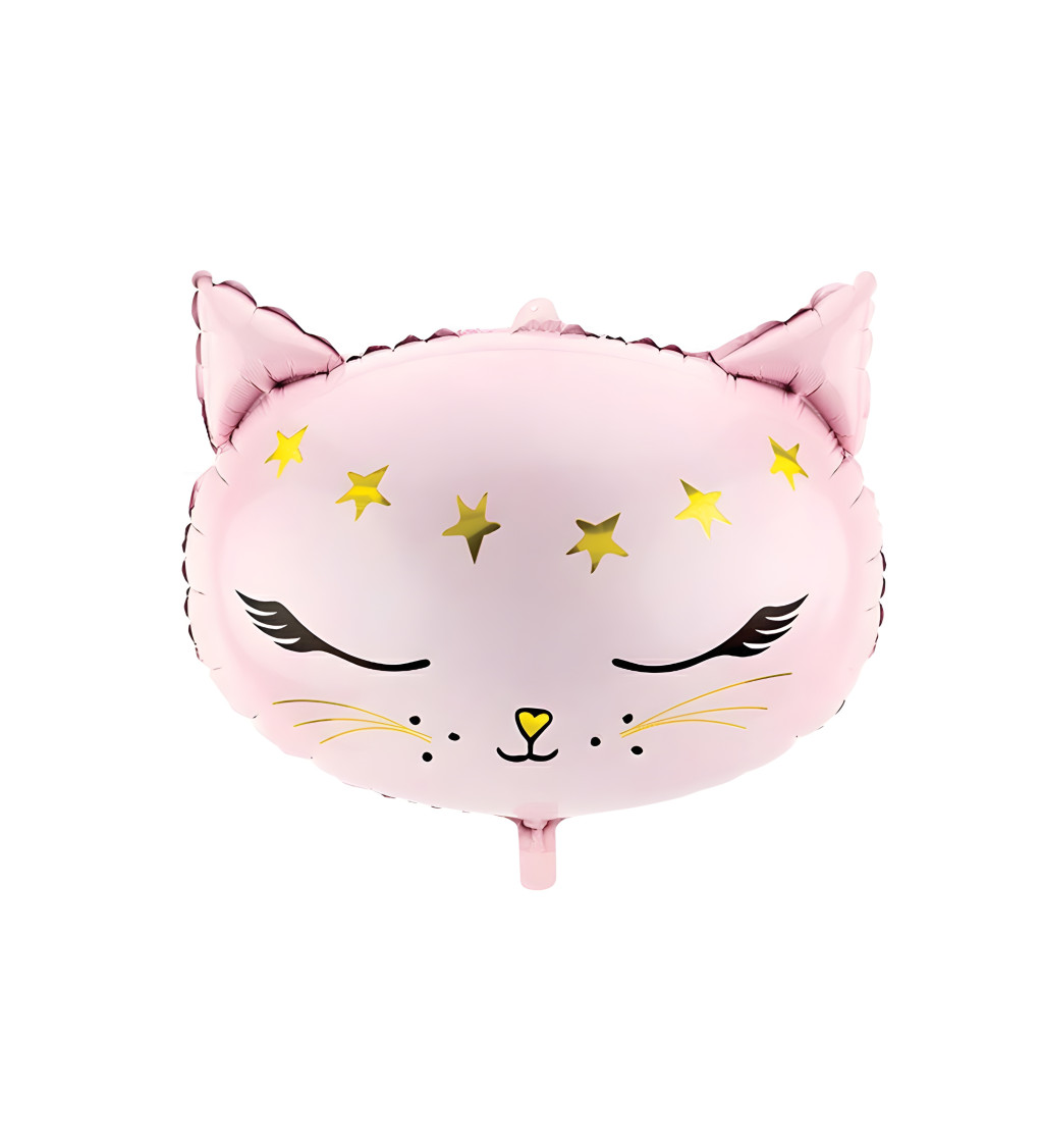 Fóliový balónek – růžová kočka 44 × 48 cm