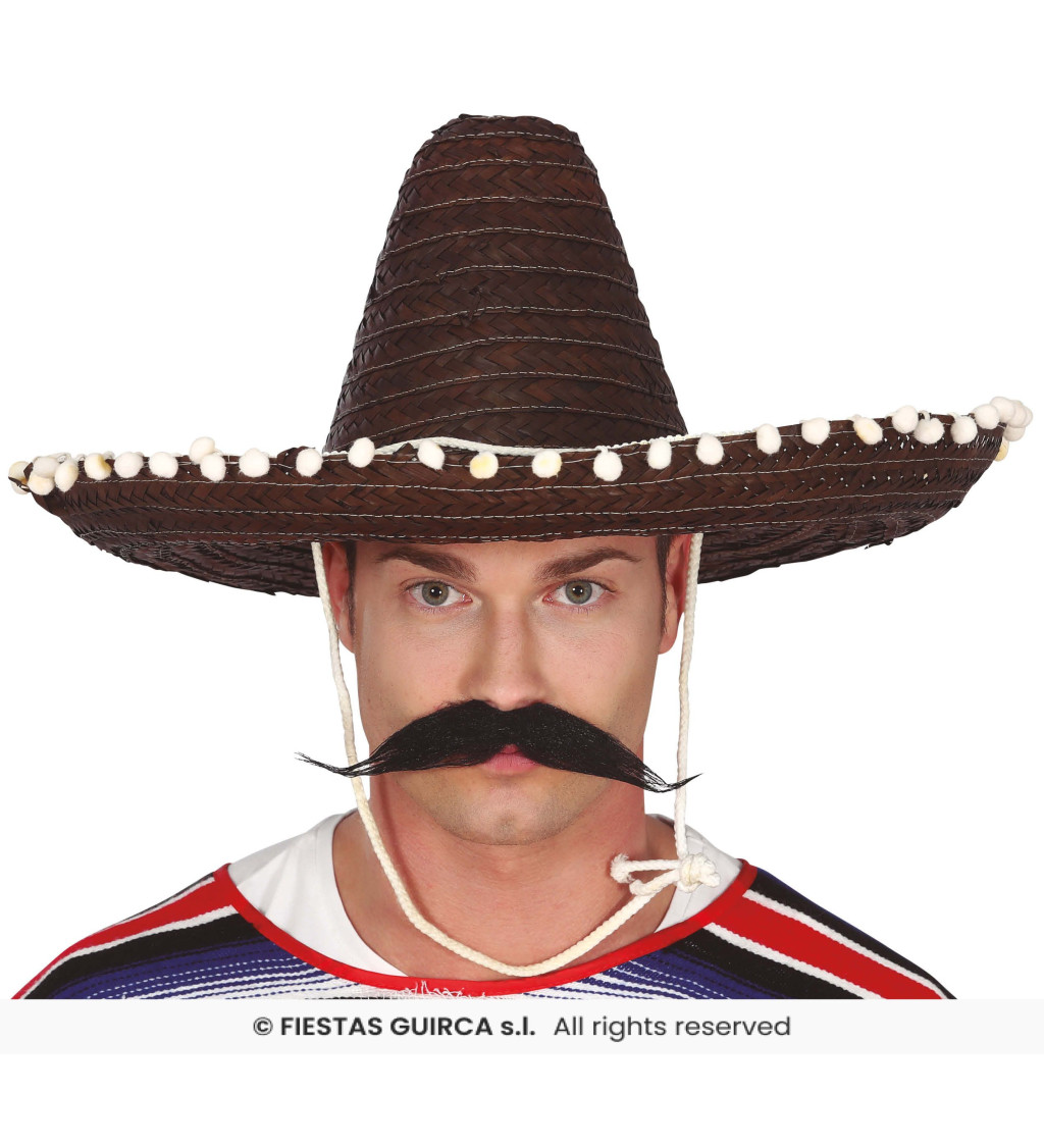 Černý mexický slaměný klobouk