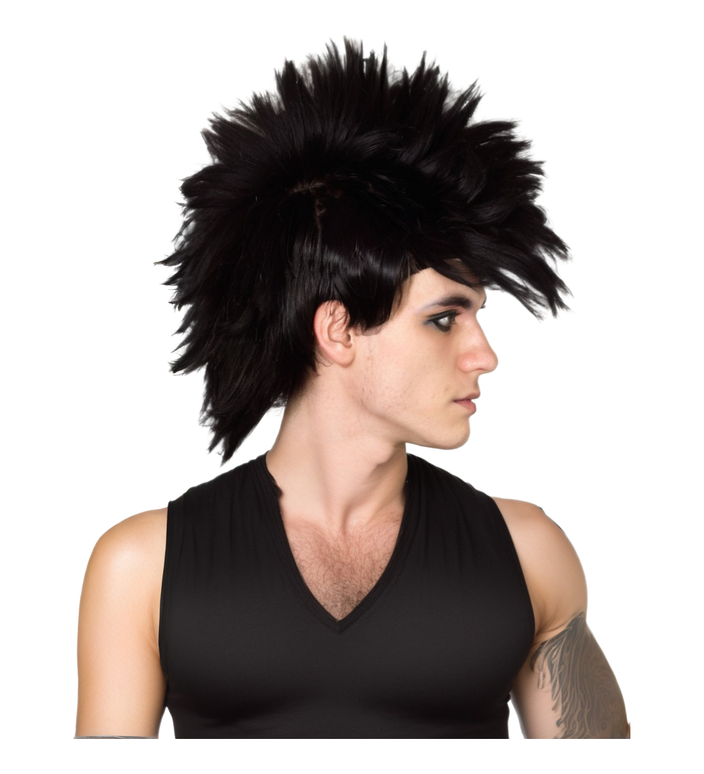 Pánská paruka Punk číro černá