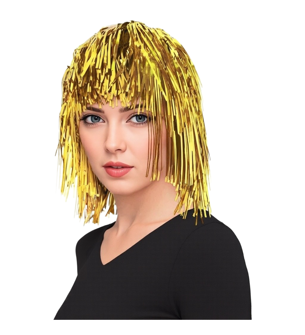 Zlatá metalická paruka