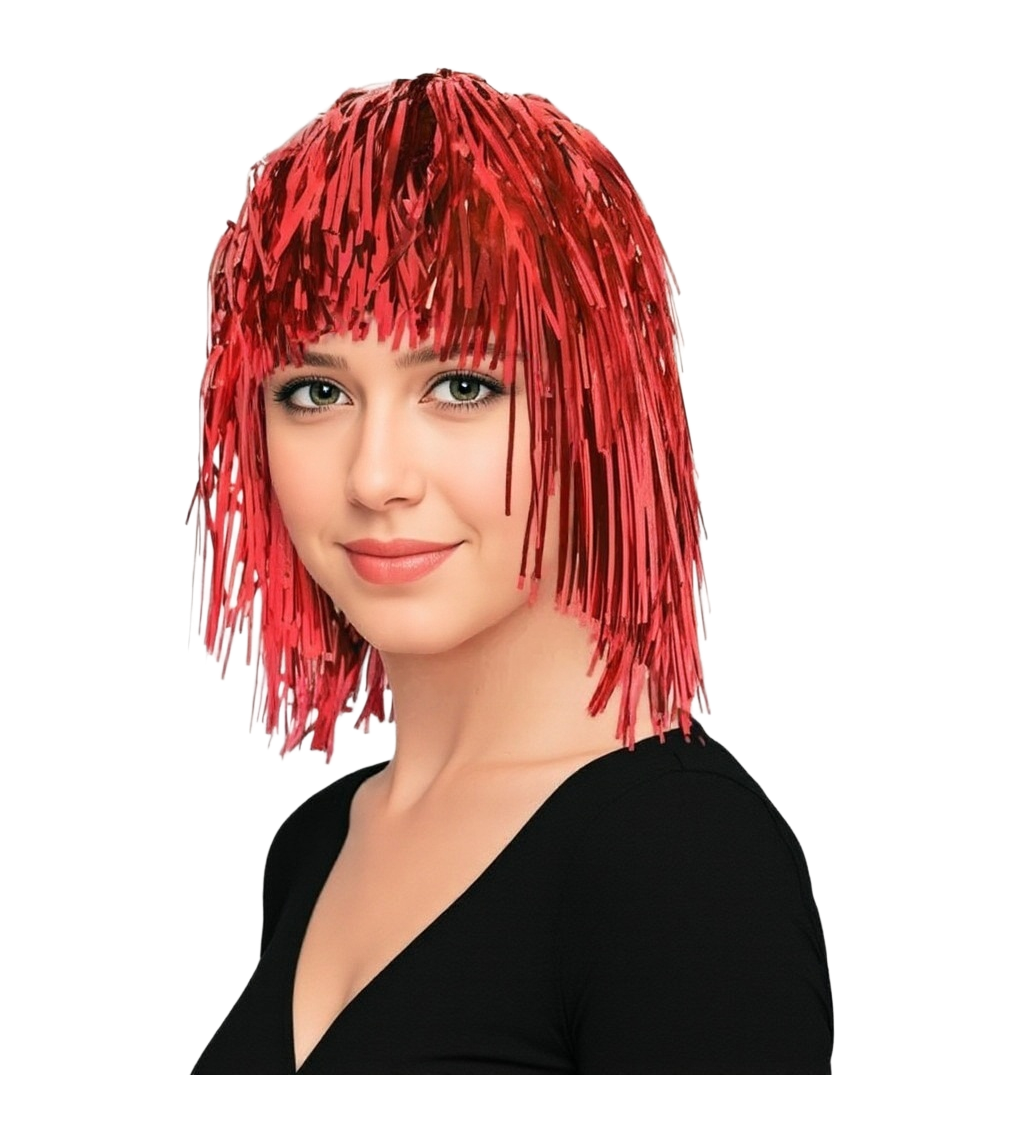 Červená metalická paruka