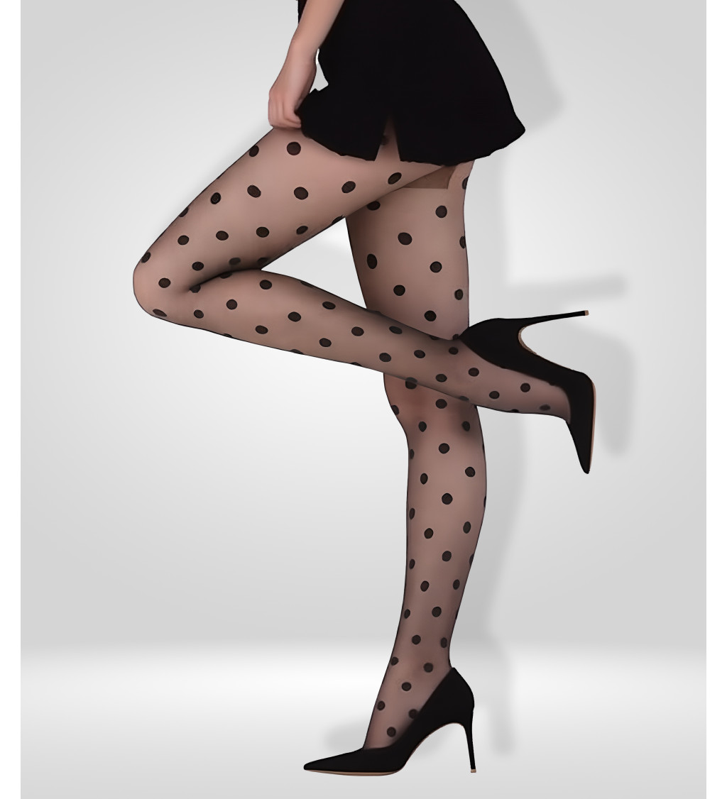 Černé punčochové kalhoty s puntíky