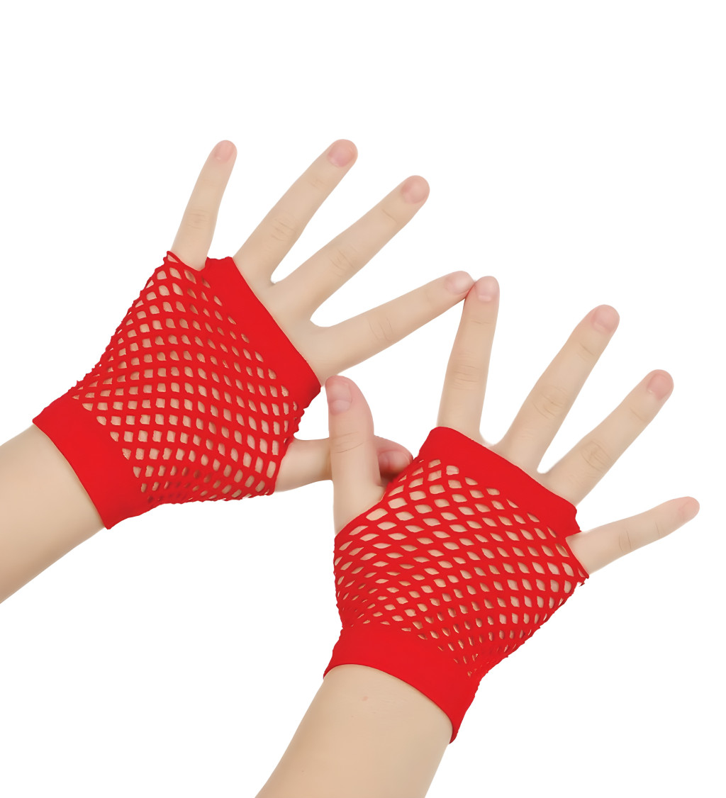 Krátké červené rukavice ze síťoviny