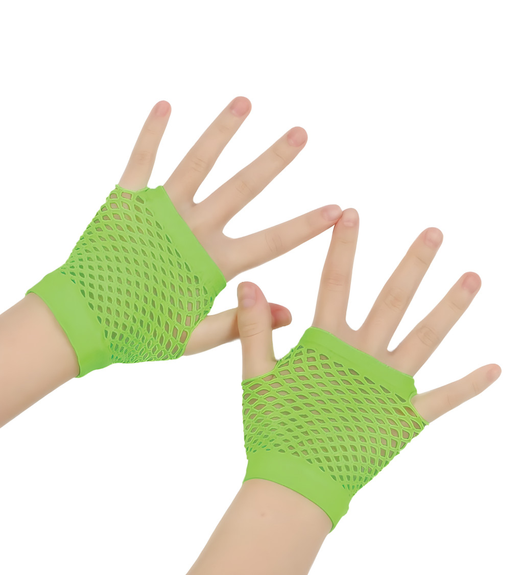 Krátké zelené rukavice ze síťoviny