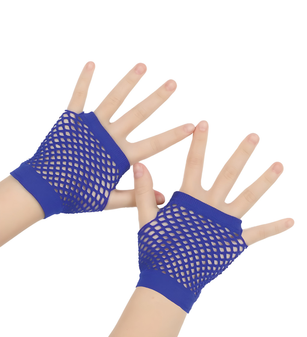 Krátké modré rukavice ze síťoviny