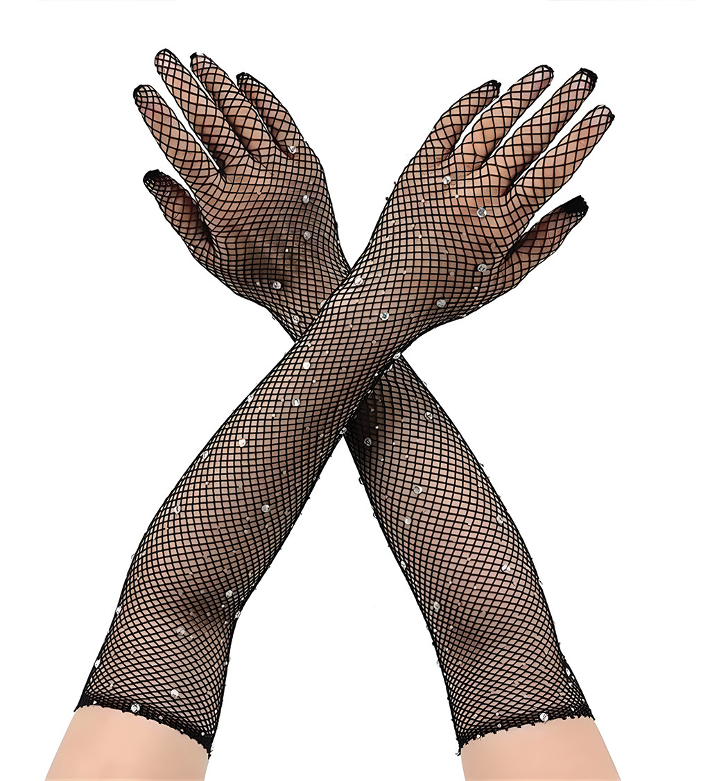 Elegantní černé rukavice s kamínky