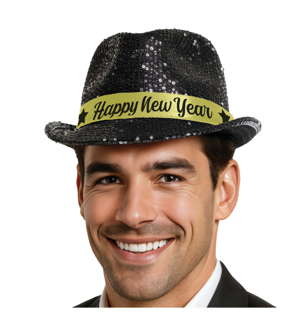 Klobouk Happy New Year černý
