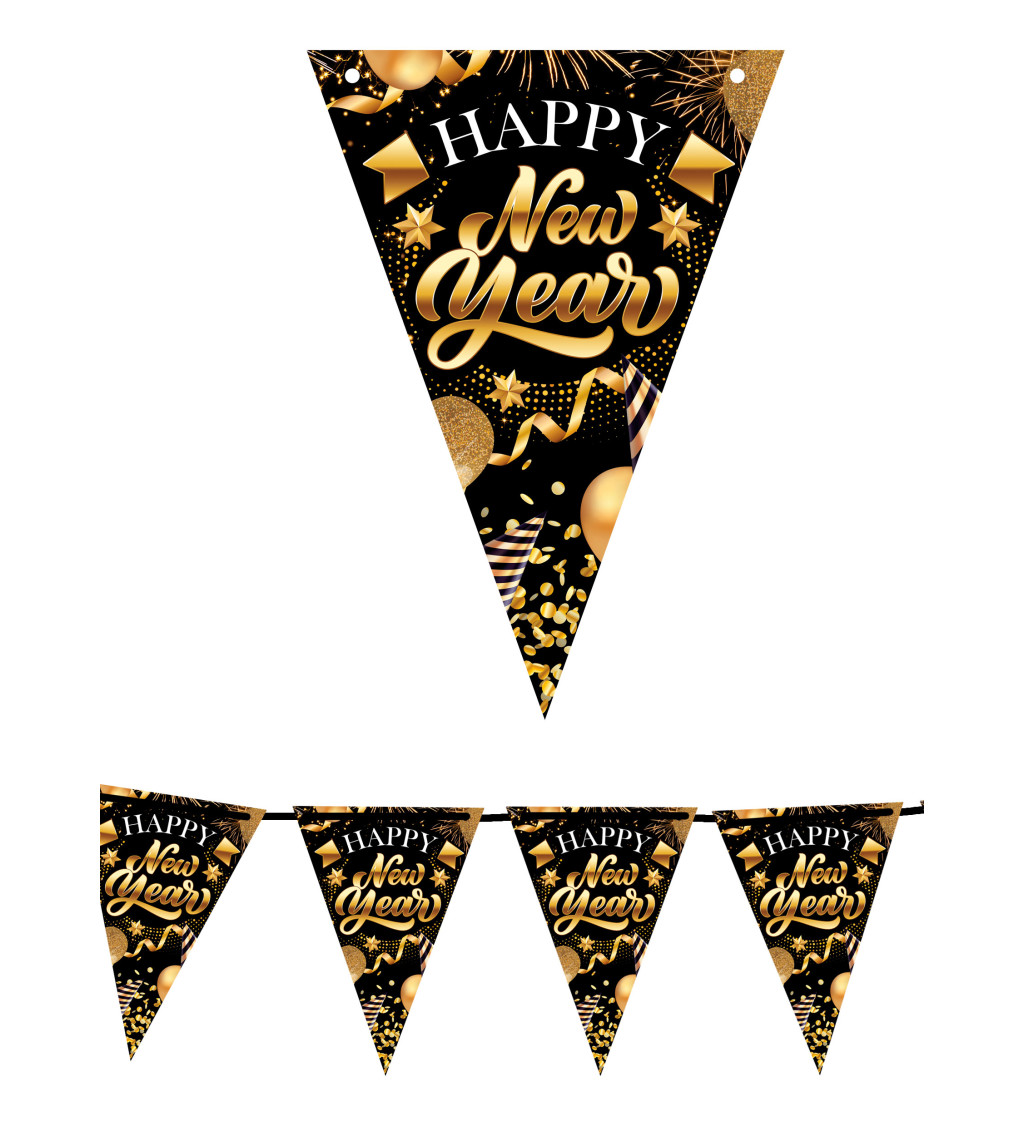 Vlaječková girlanda Happy New Year
