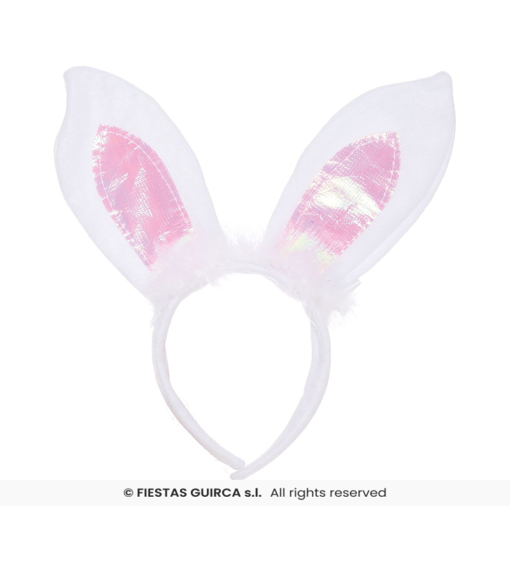 Králičí čelenka s bílými oušky