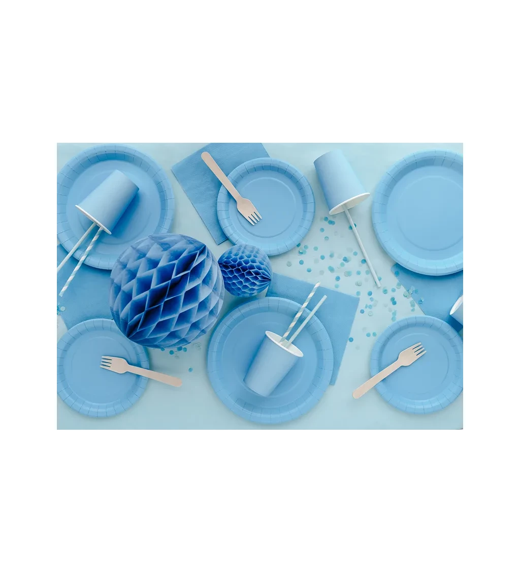 Světle modré talířky 23 cm (6 ks)