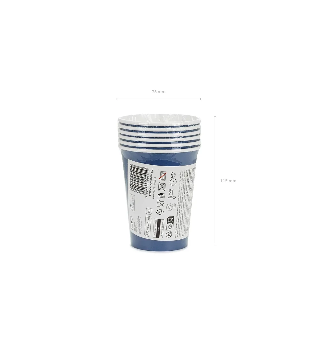 Tmavě modré kelímky 250 ml (6 ks)