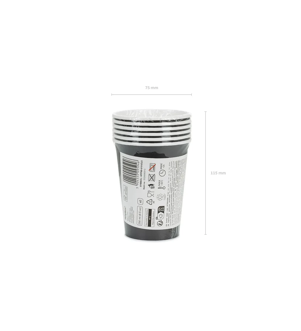 Černé kelímky 250 ml (6 ks)