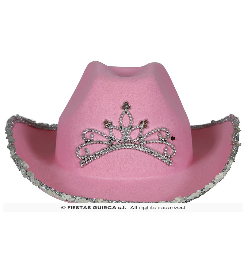 Kovbojský klobouk růžový s korunkou
