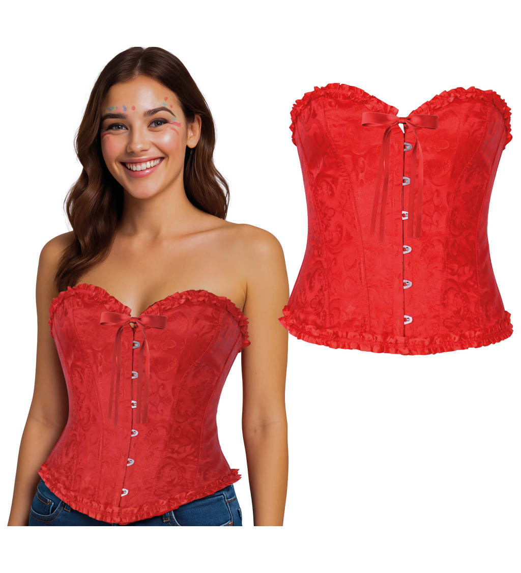Červený korzet s krajkou
