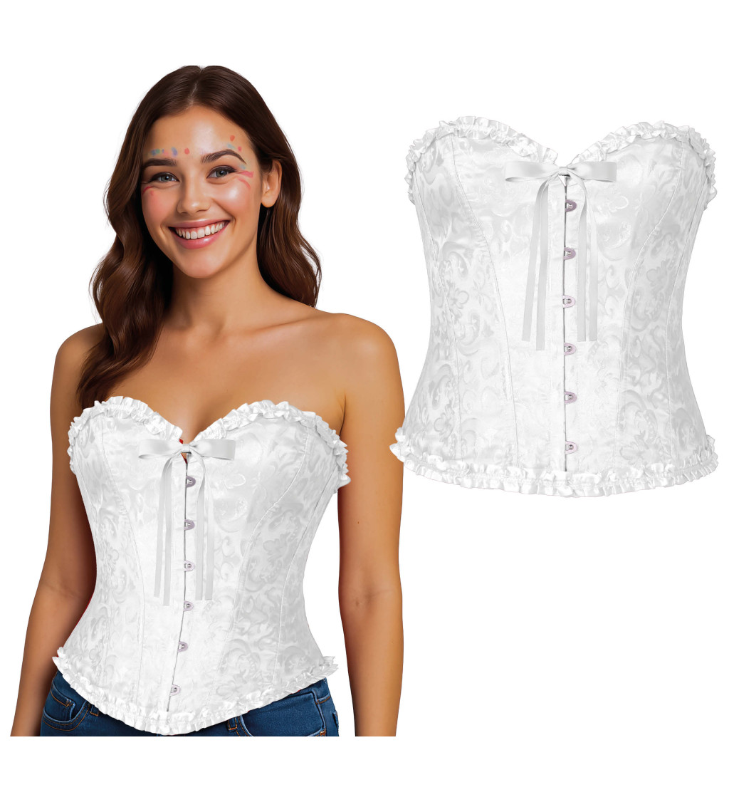 Bílý korzet s krajkou
