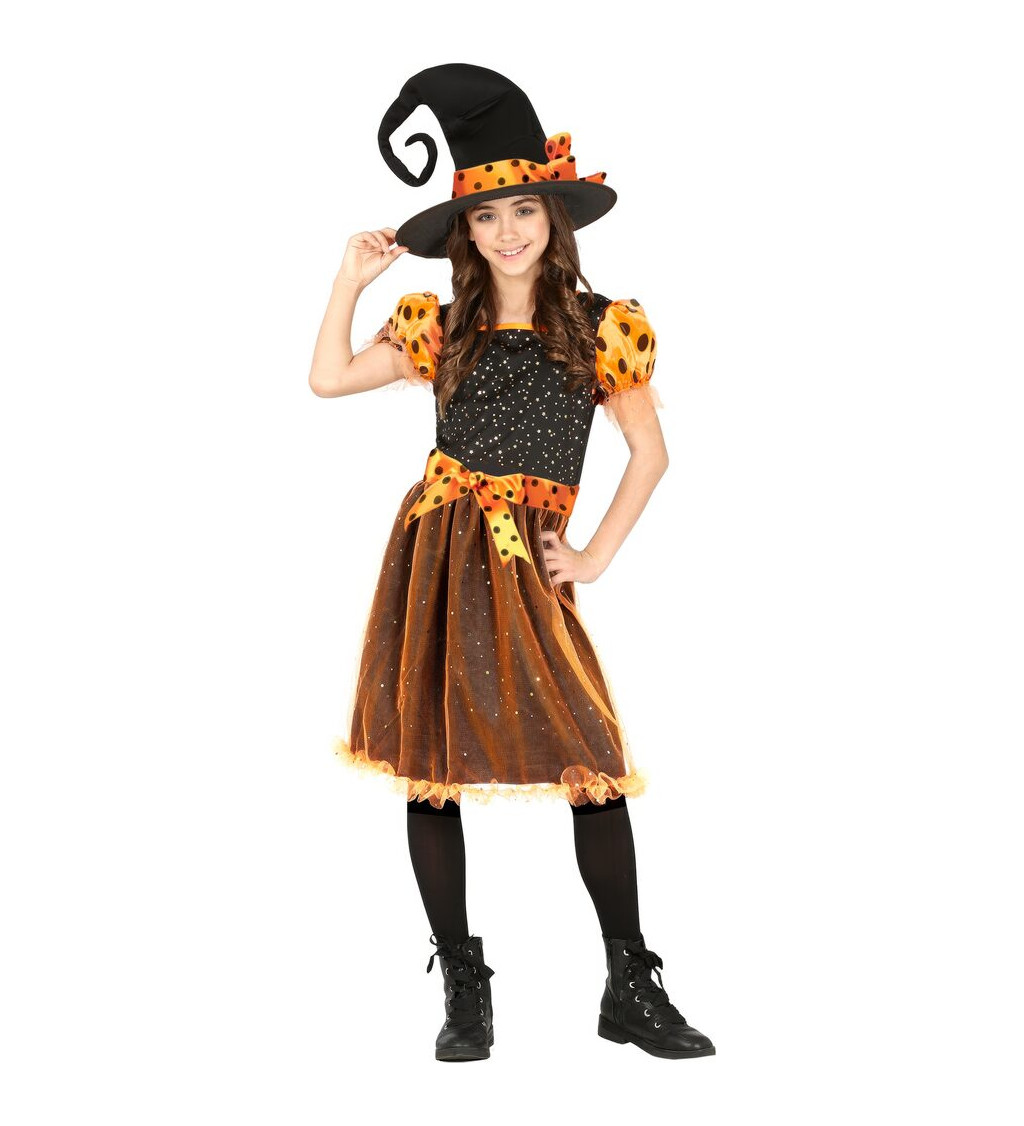 Dětský kostým Čarodějnice oranžová magie