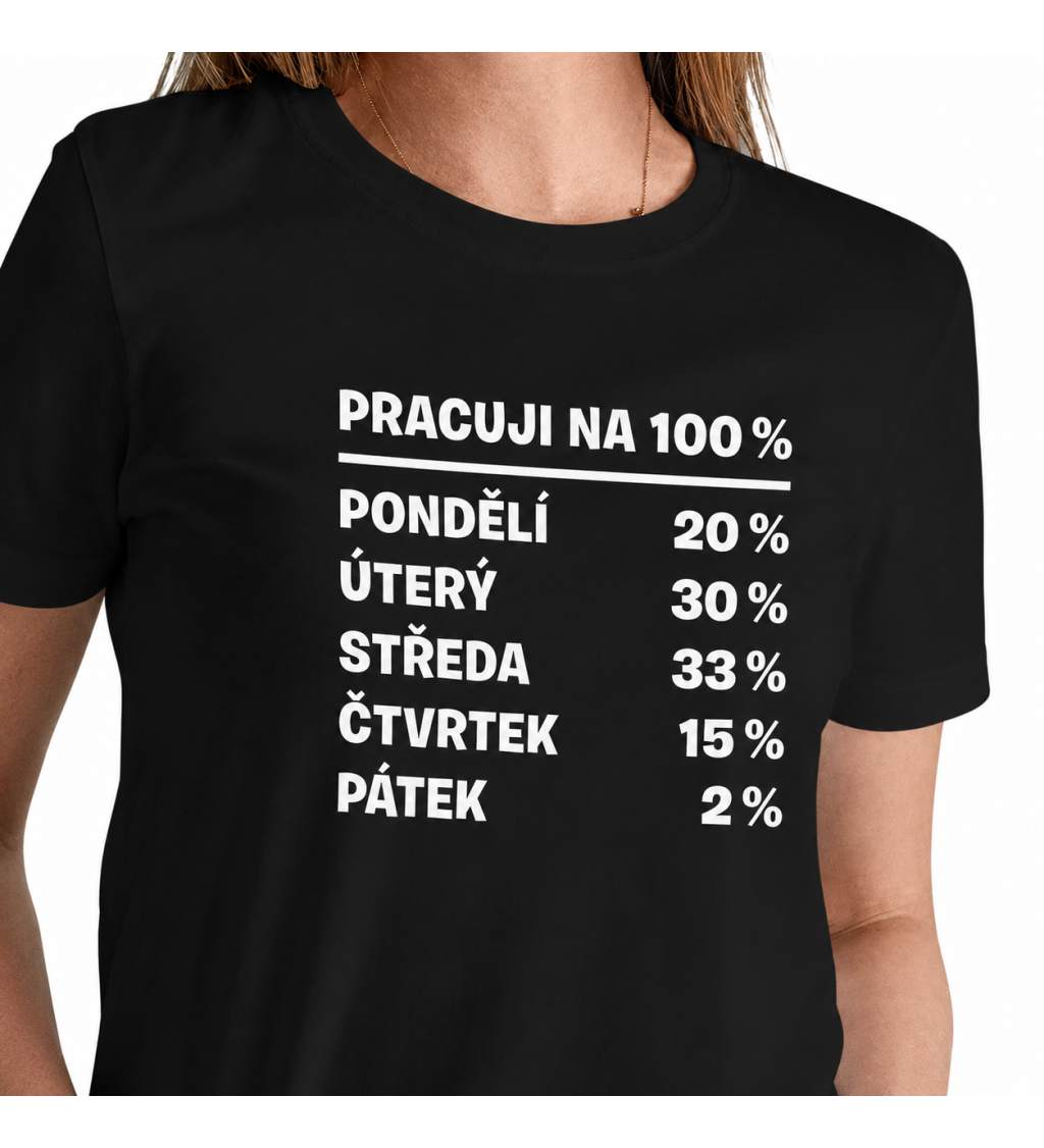 Dámské triko černé - Pracuji na 100%