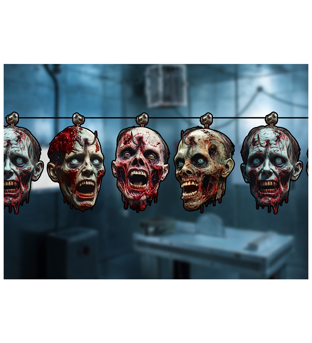 Girlanda: zakrvácené hlavy zombie