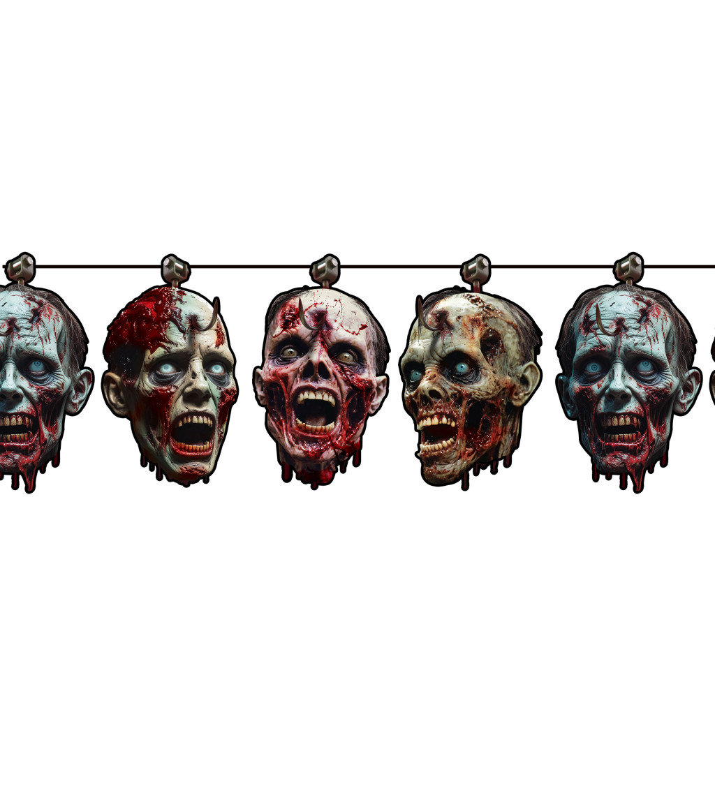Girlanda: zakrvácené hlavy zombie