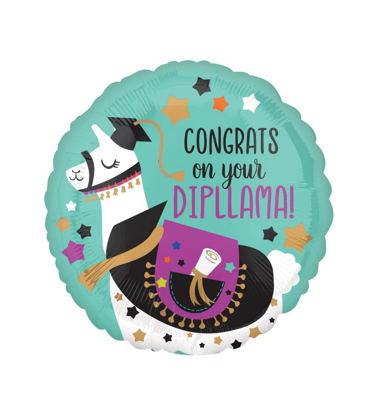 Fóliový balónek Congrats On Your Dipllama