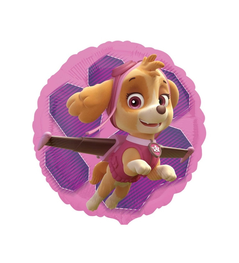 Tlapková patrola - Růžový malý fóliový balónek