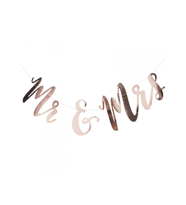 Girlanda s nápisem "Mr & Mrs" (růžové zlato)