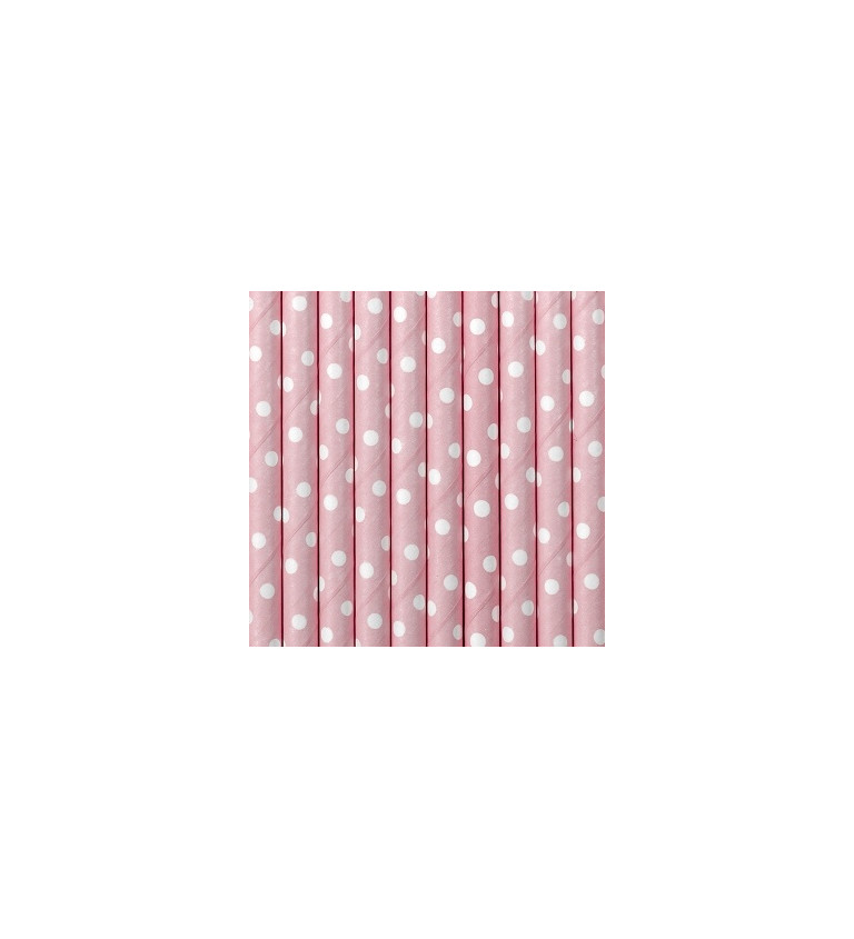 Růžová brčka (puntíky)