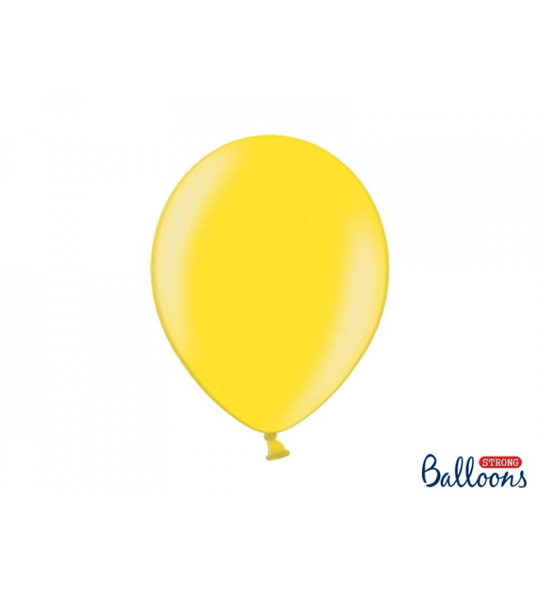 Žlutý metalický balónek - 10 ks