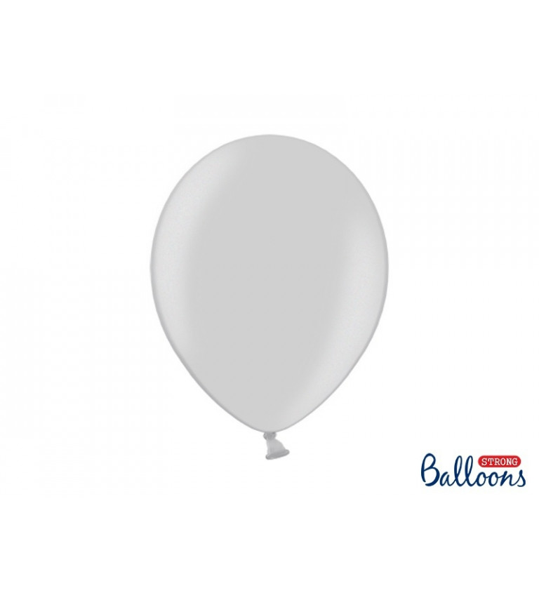 Stříbrný latexový metalický balónek - 10 ks