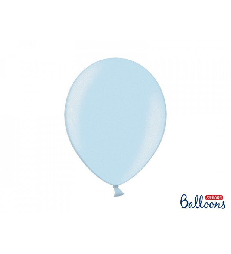 Světle modrý metalický balónek - 10 ks