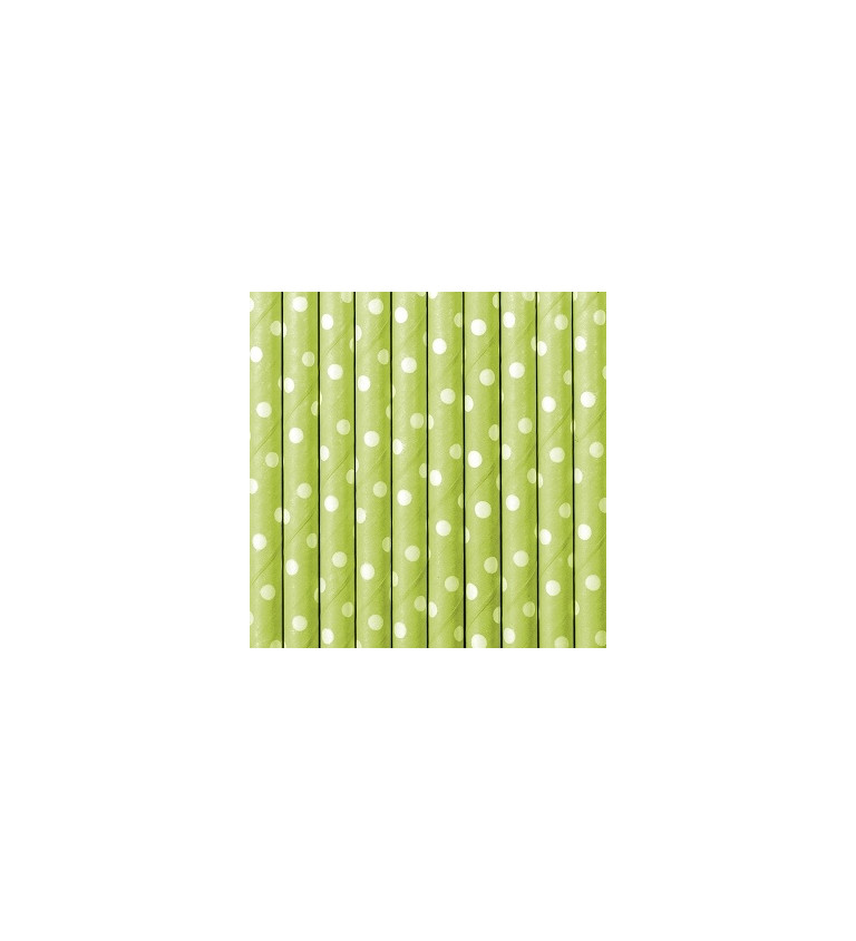 Zelená brčka (puntíky)