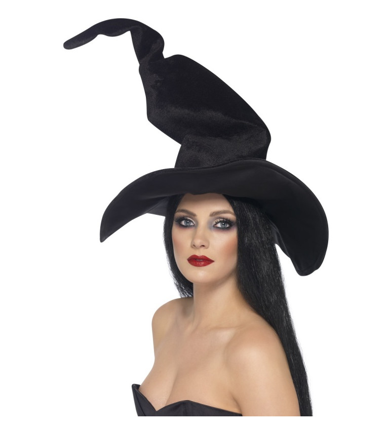 Čarodějnický klobouk - kroucený, černý
