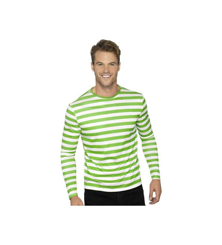 Pruhované bílo-zelené tričko s dlouhým rukávem