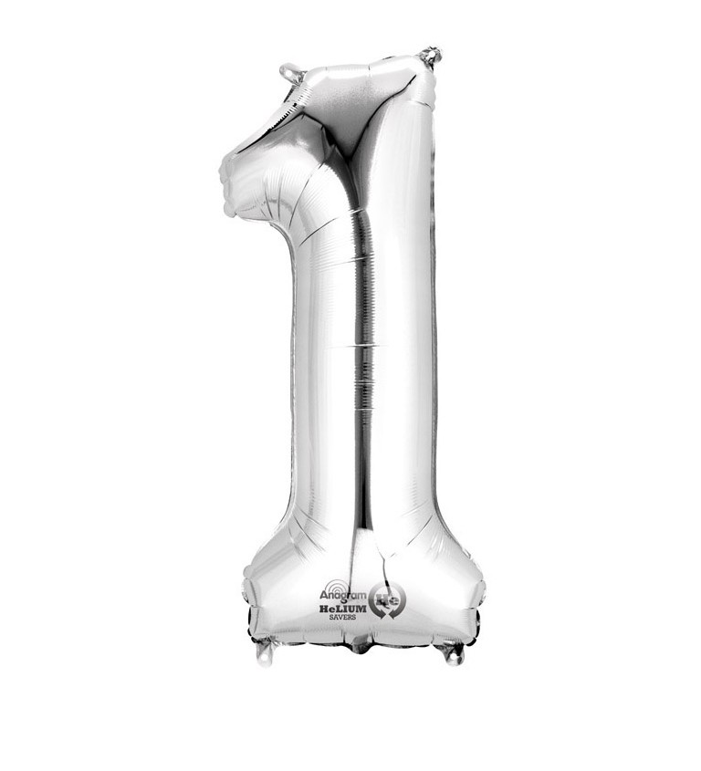 Stříbrný velký fóliový balónek - číslo 1