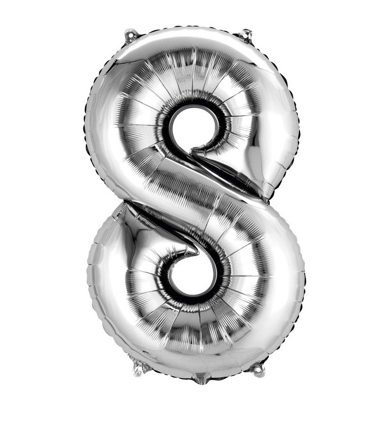 Stříbrný velký fóliový balónek - číslo 8