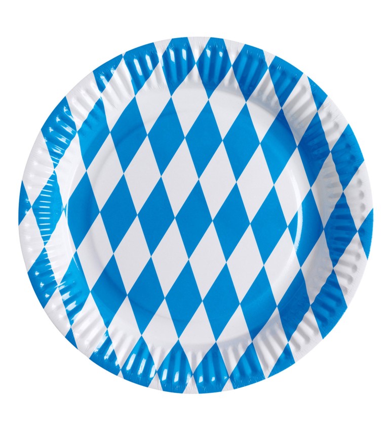 Papírové talířky Oktoberfest - modro-bílé