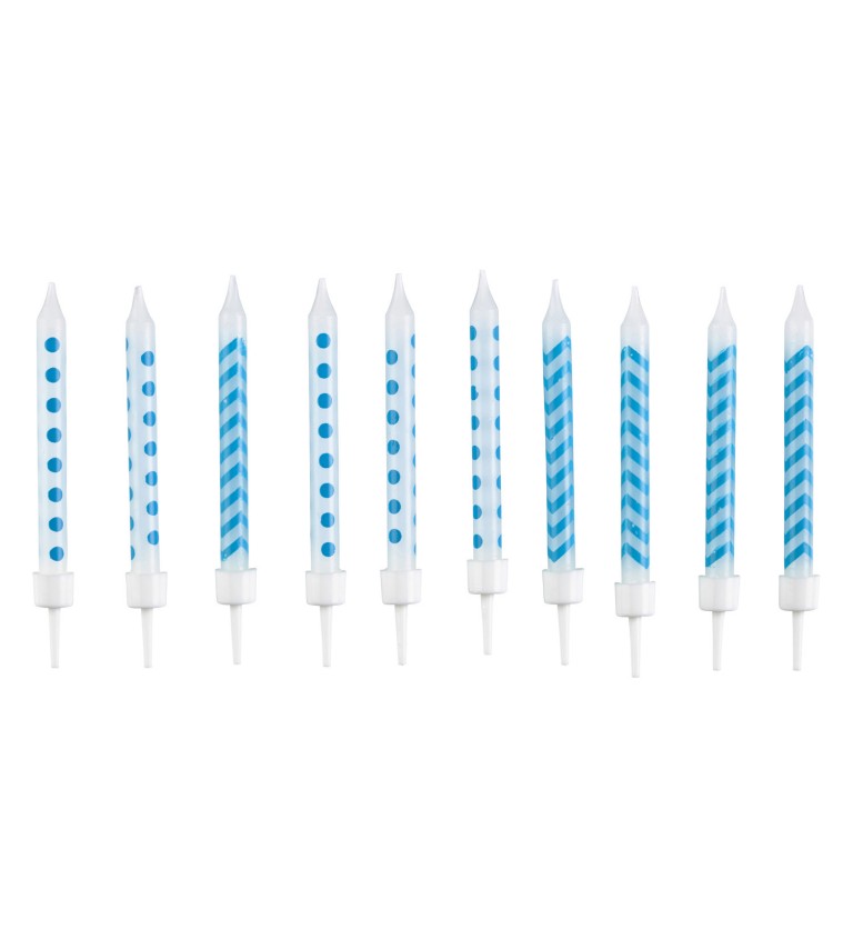 Svíčky na dort - modré vzory