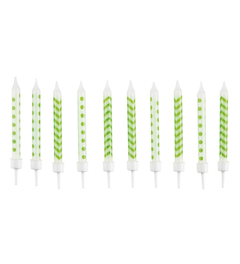 Svíčky na dort - zelené vzory