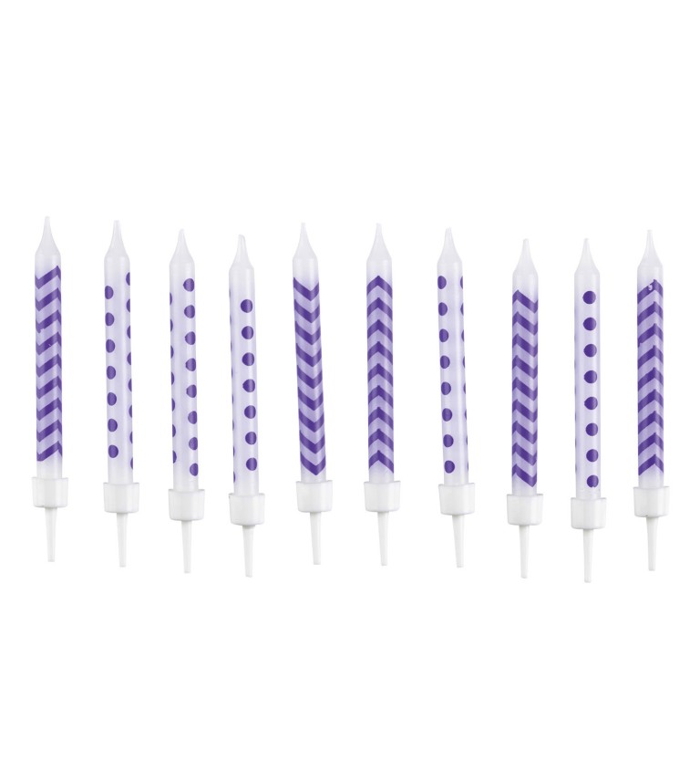 Svíčky na dort - fialové vzory