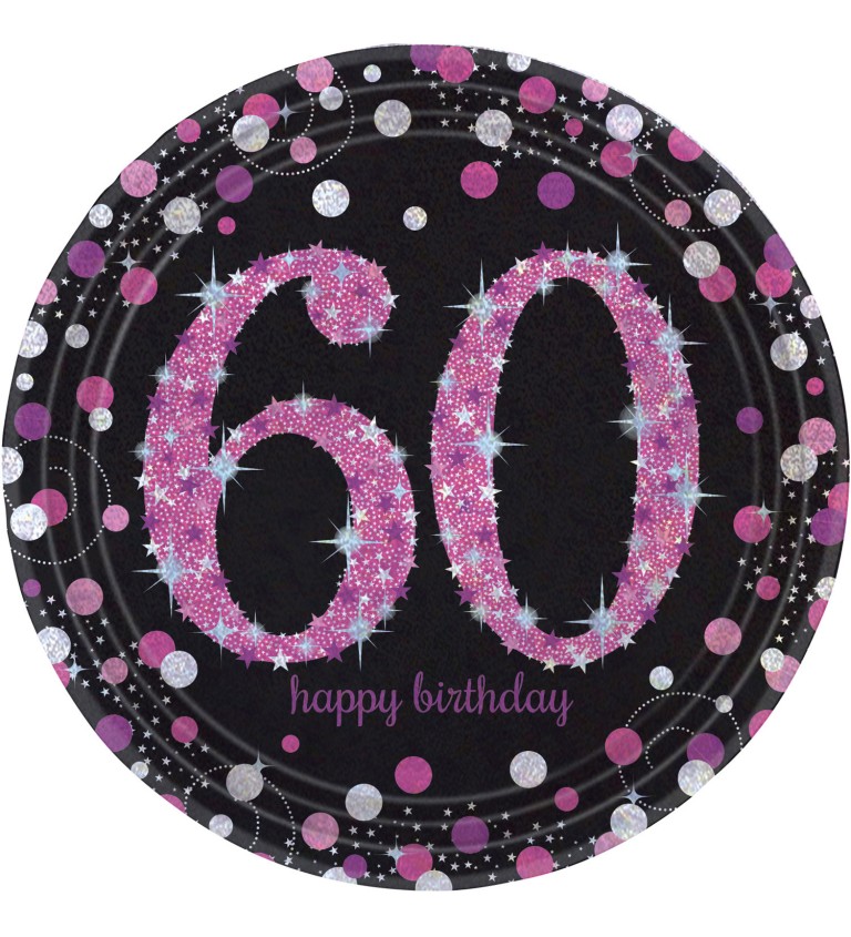 Růžové párty talířky 60 let