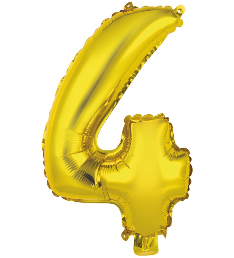 Zlatý fóliový mini balónek číslo 4