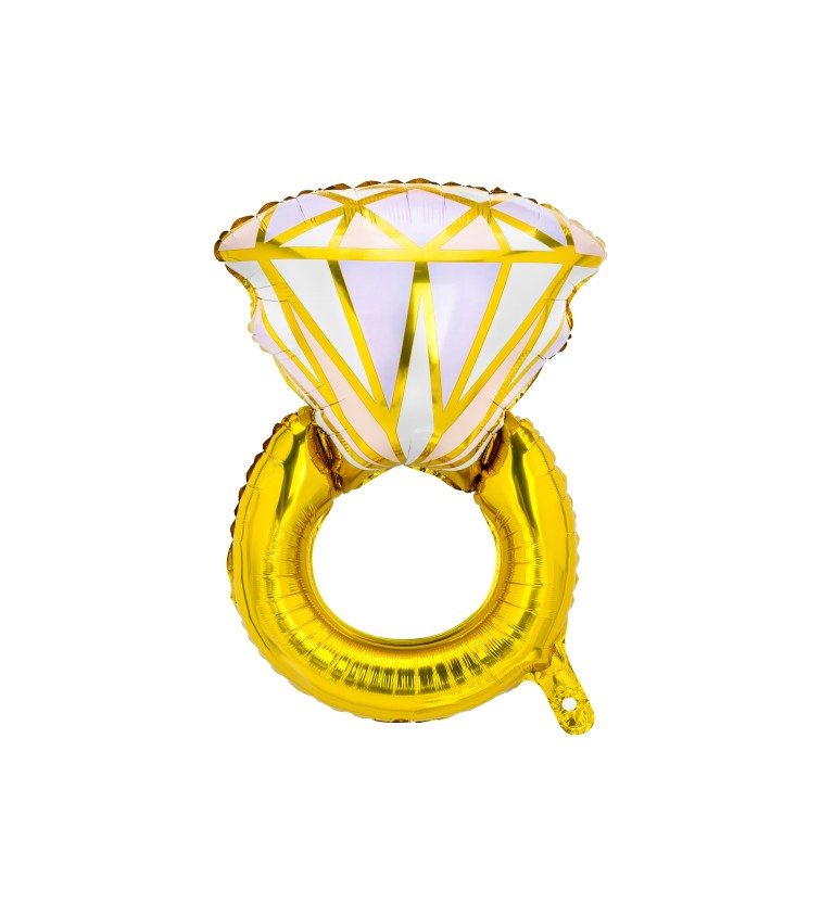 Fóliový balónek ve tvaru zlatého prstenu s diamantem