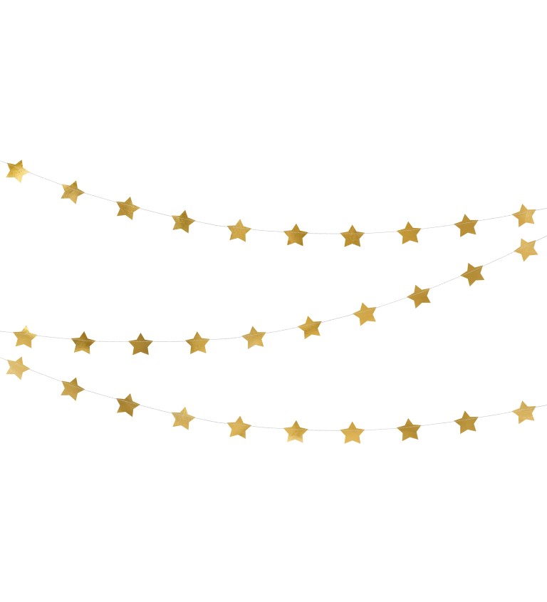 Girlanda - hvězdičky gold