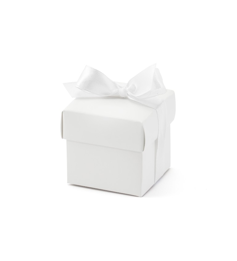 Dárková bílá krabička s bílou stužkou