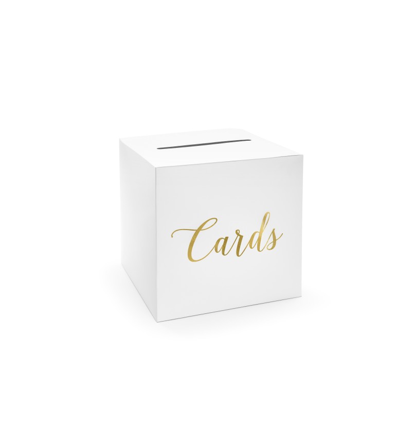 Bílo-zlatá krabice na svatební přání